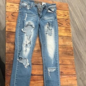 VIP Light Blue Distressed Skinny Jeans